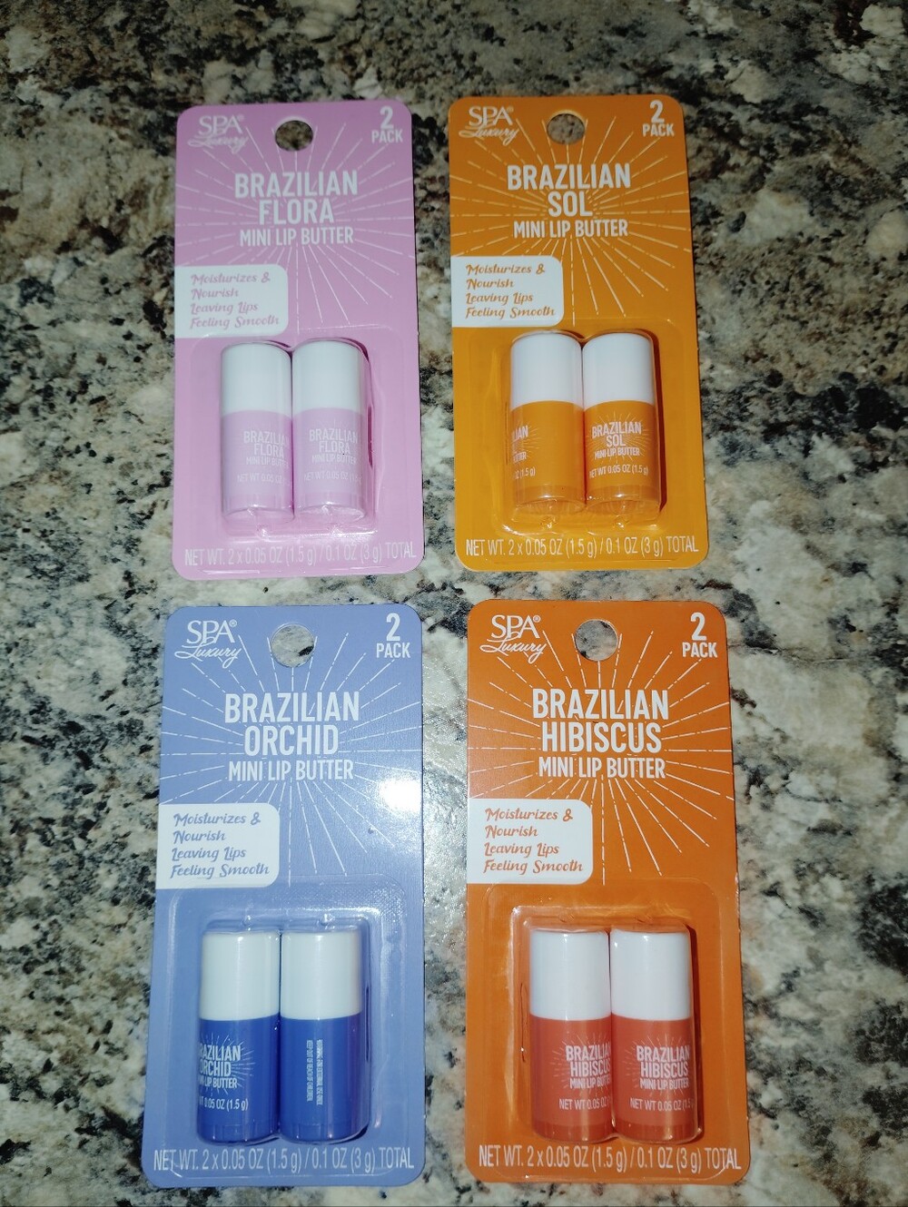 Nwt SPA Luxury Brazilian Mini Lip Butter Duo — Pink, Orange, Blue